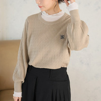 ない！ を解決！ 刺繍入り 細魅せ ケーブル もっちり ニット