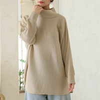 暑がりサンの為の「あったかく見せる。」 オフタートル ミルリブ トップス