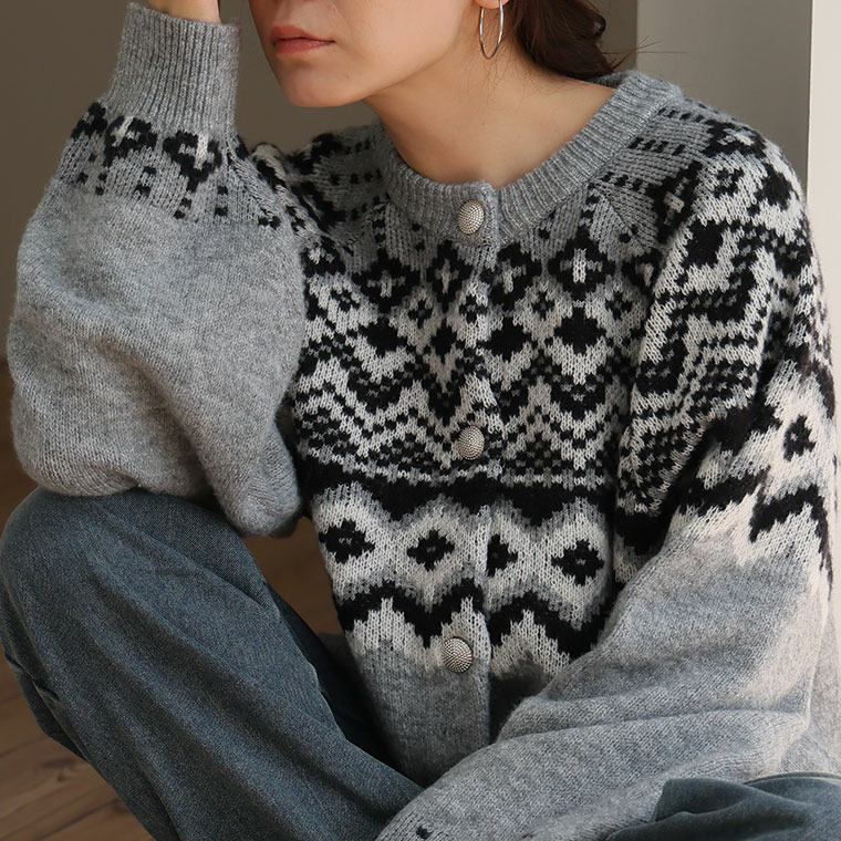 ノルディック ジャガード ニット カーディガン10