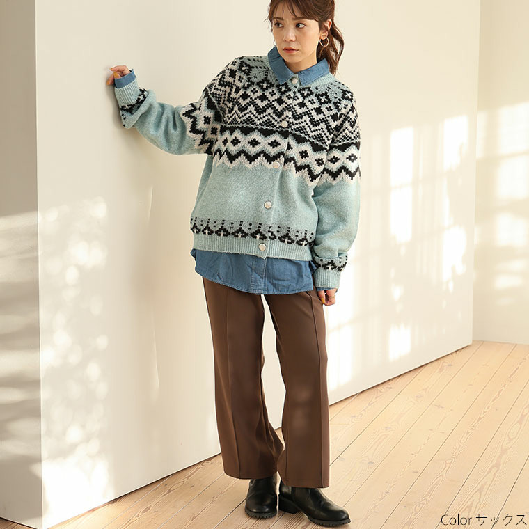 ノルディック ジャガード ニット カーディガン17