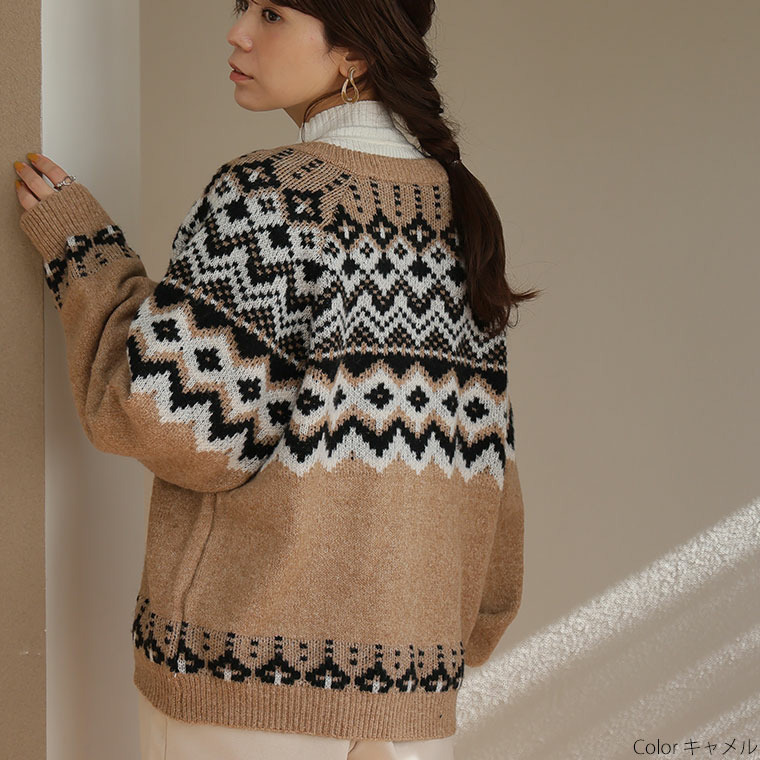 ノルディック ジャガード ニット カーディガン18