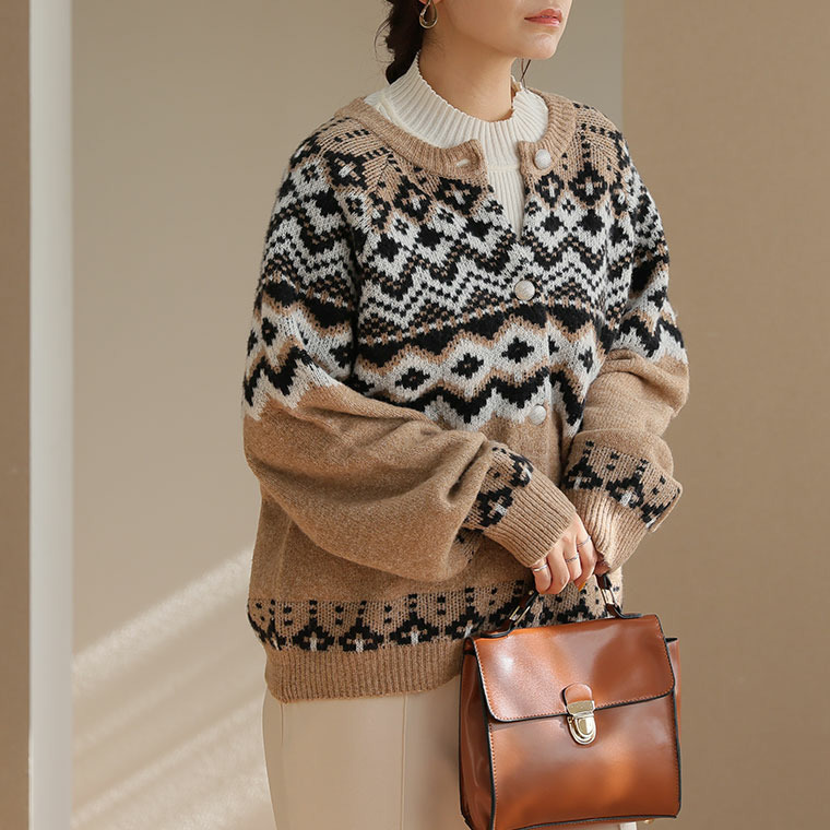 ノルディック ジャガード ニット カーディガン9