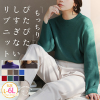 モックネック/ハイネックから選べる Tシャツ感覚で着れる (もっちりver) リブ ニット