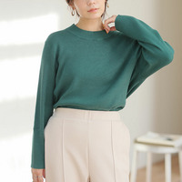 モックネック/ハイネックから選べる Tシャツ感覚で着れる (もっちりver) リブ ニット