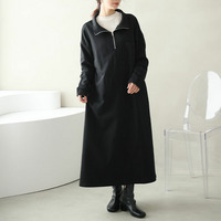 ハーフジップで小顔魅せ 蒸れない 裏毛 スウェットワンピース