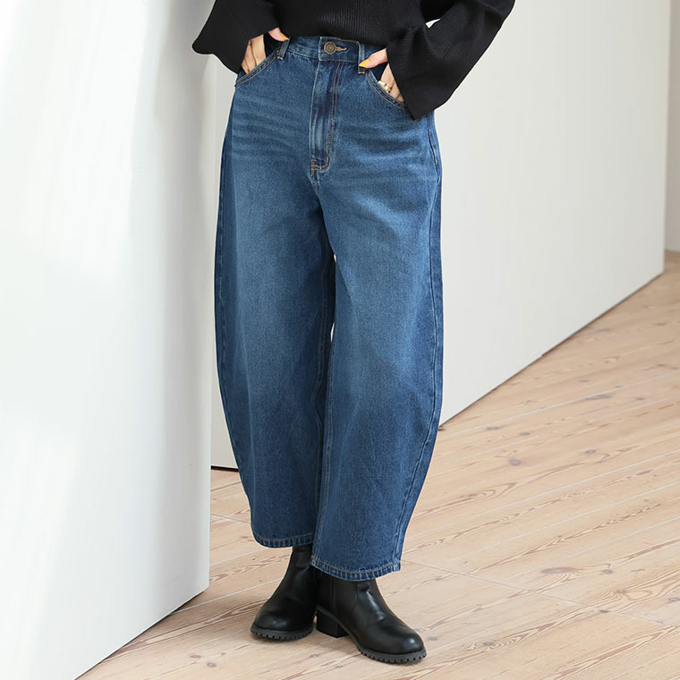 選べる2丈 お腹周りに優しい 大人の美脚 バギー ストレート デニム1