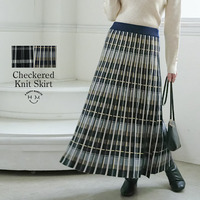 美人に細魅せシルエット！ チェック柄 ニット フレアスカート