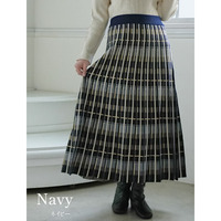 美人に細魅せシルエット！ チェック柄 ニット フレアスカート
