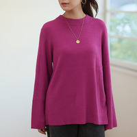 フィットしすぎないからTシャツ感覚の使いやすさ！ カラーで選ぶ もっちり リブ 着回し美人 ワイドスリーブ ニット