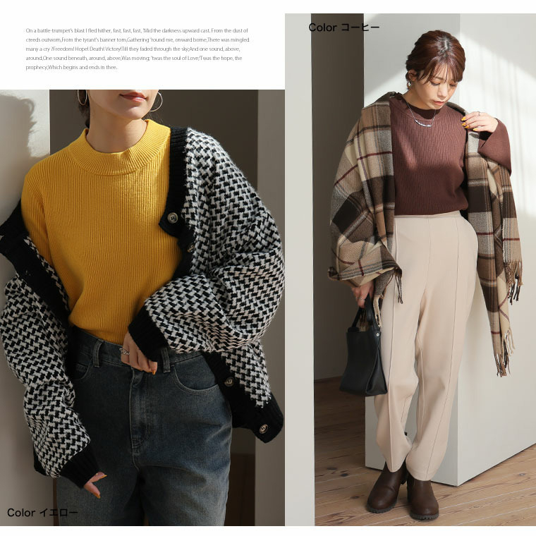 フィットしすぎないからTシャツ感覚の使いやすさ! カラーで選ぶ もっちり リブ 着回し美人 ワイドスリーブ ニット21