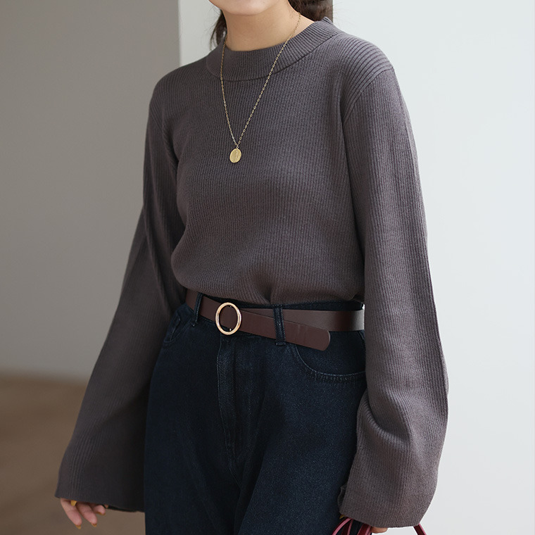 フィットしすぎないからTシャツ感覚の使いやすさ! カラーで選ぶ もっちり リブ 着回し美人 ワイドスリーブ ニット1