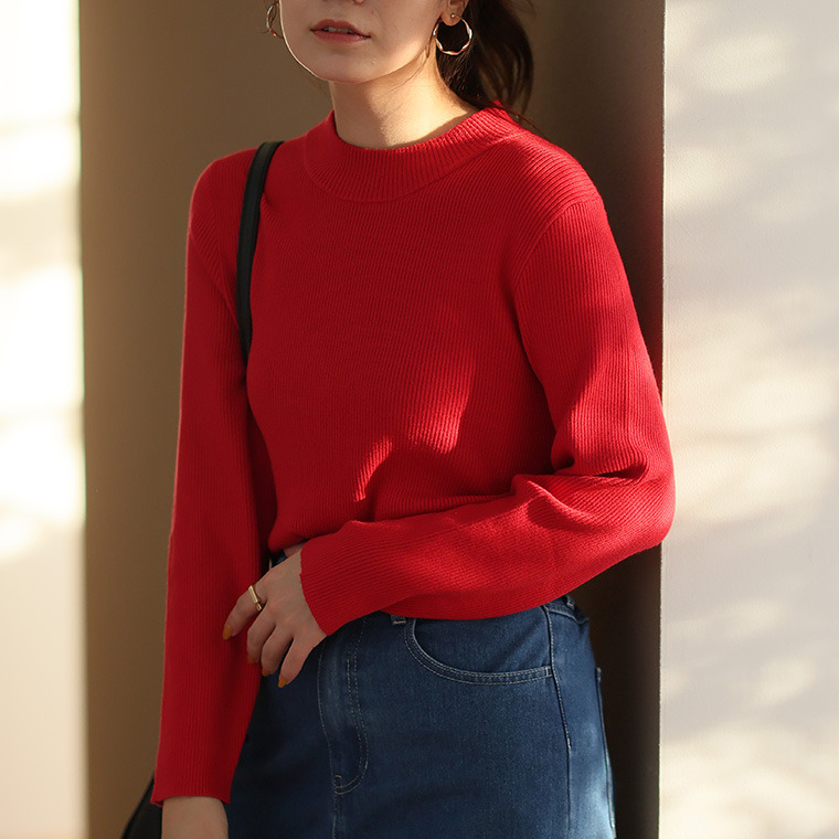 フィットしすぎないからTシャツ感覚の使いやすさ! カラーで選ぶ もっちり リブ 着回し美人 ワイドスリーブ ニット1