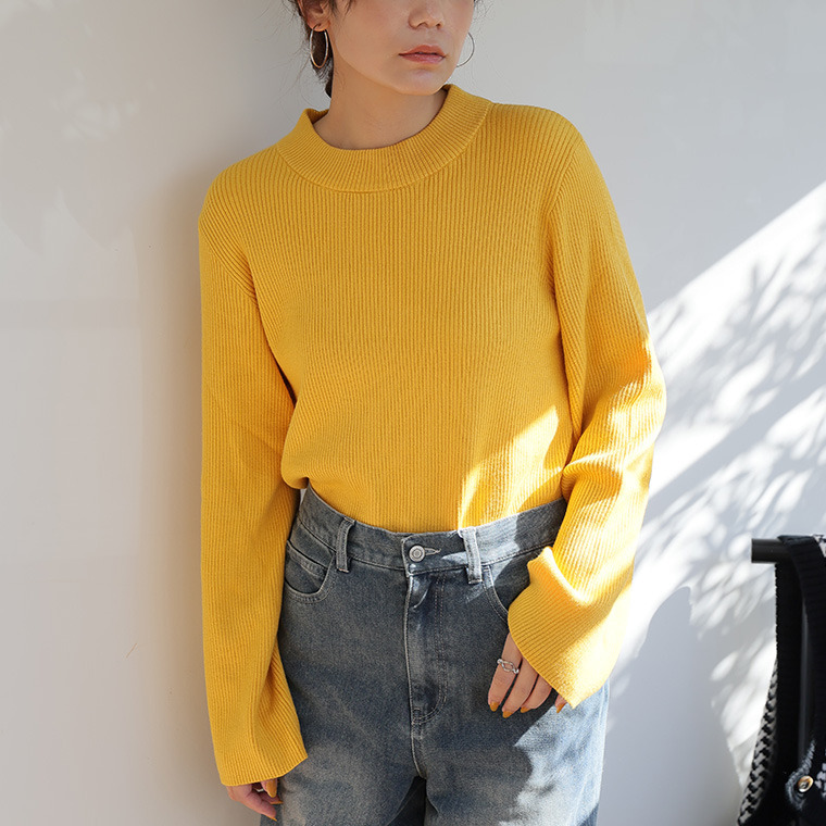 フィットしすぎないからTシャツ感覚の使いやすさ! カラーで選ぶ もっちり リブ 着回し美人 ワイドスリーブ ニット1