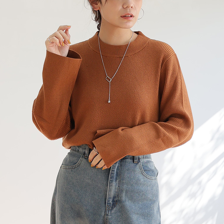 フィットしすぎないからTシャツ感覚の使いやすさ! カラーで選ぶ もっちり リブ 着回し美人 ワイドスリーブ ニット1