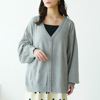 ハートとリボンで選べる! スカート派さんが嬉しい スタイルアップ もっちり Vネックカーデ