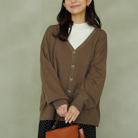 ハートとリボンで選べる! スカート派さんが嬉しい スタイルアップ もっちり Vネックカーデ