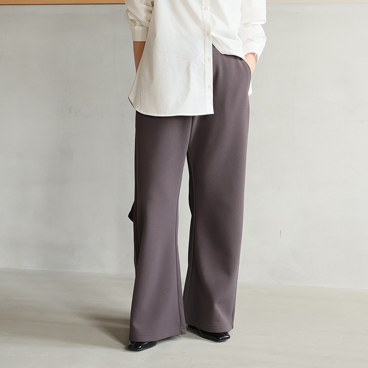 身長別に選べる2丈 裏起毛 さらっと美脚 ゆるカーブパンツ あったか 暖か セミフレア1