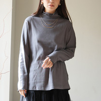 首元苦しくない！ サイズと着心地に拘った 綿混 メロウ リブ トップス