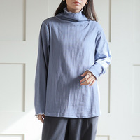 首元苦しくない！ サイズと着心地に拘った 綿混 メロウ リブ トップス