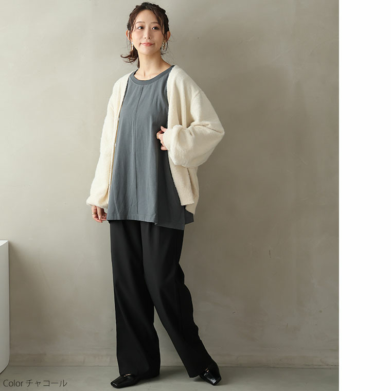 あったかくて着ぶくれない センタータック プルオーバー 綿モダール 微起毛17