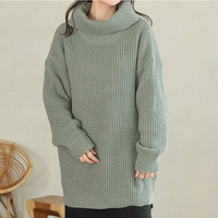 お腹すっぽりゆるっと隠すのが上級者 オフタートル ニット