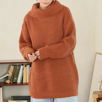 お腹すっぽりゆるっと隠すのが上級者 オフタートル ニット