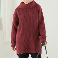 お腹すっぽりゆるっと隠すのが上級者 オフタートル ニット