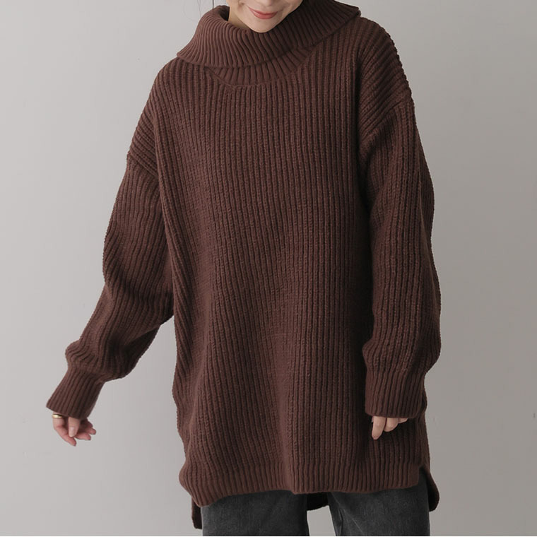 お腹すっぽりゆるっと隠すのが上級者 オフタートル ニット1