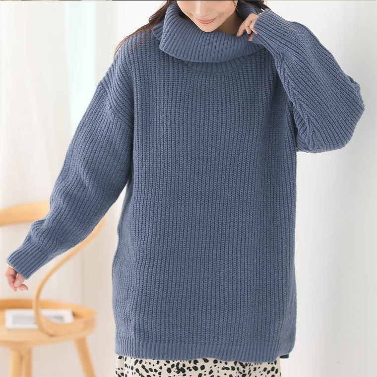 お腹すっぽりゆるっと隠すのが上級者 オフタートル ニット1