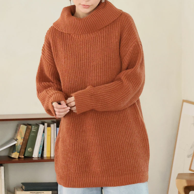 お腹すっぽりゆるっと隠すのが上級者 オフタートル ニット1