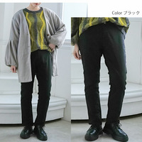 デニム調 前身中綿仕様 パンツ