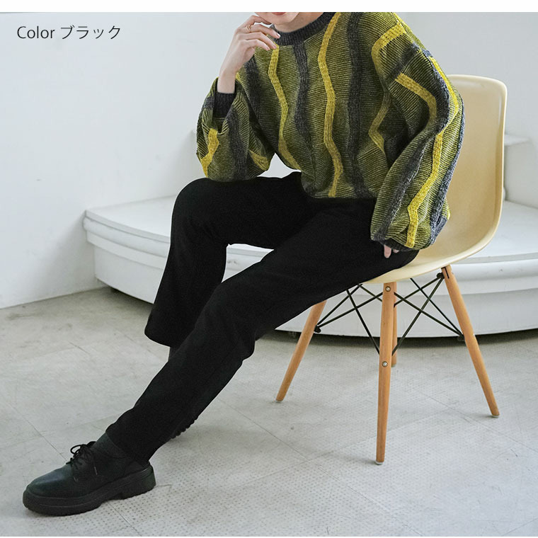 デニム調 前身中綿仕様 パンツ12