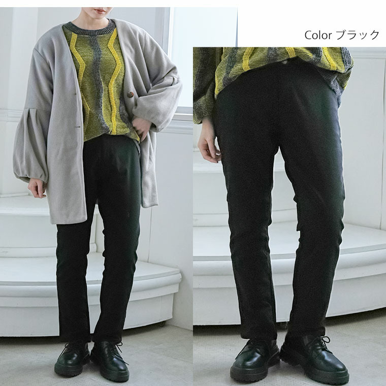 デニム調 前身中綿仕様 パンツ13