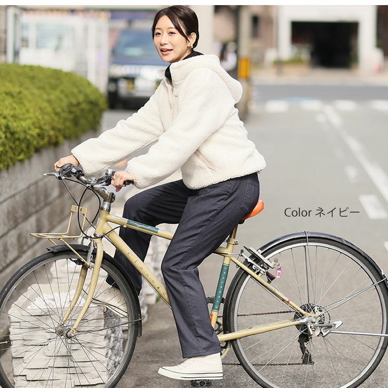 デニム調 前身中綿仕様 パンツ9