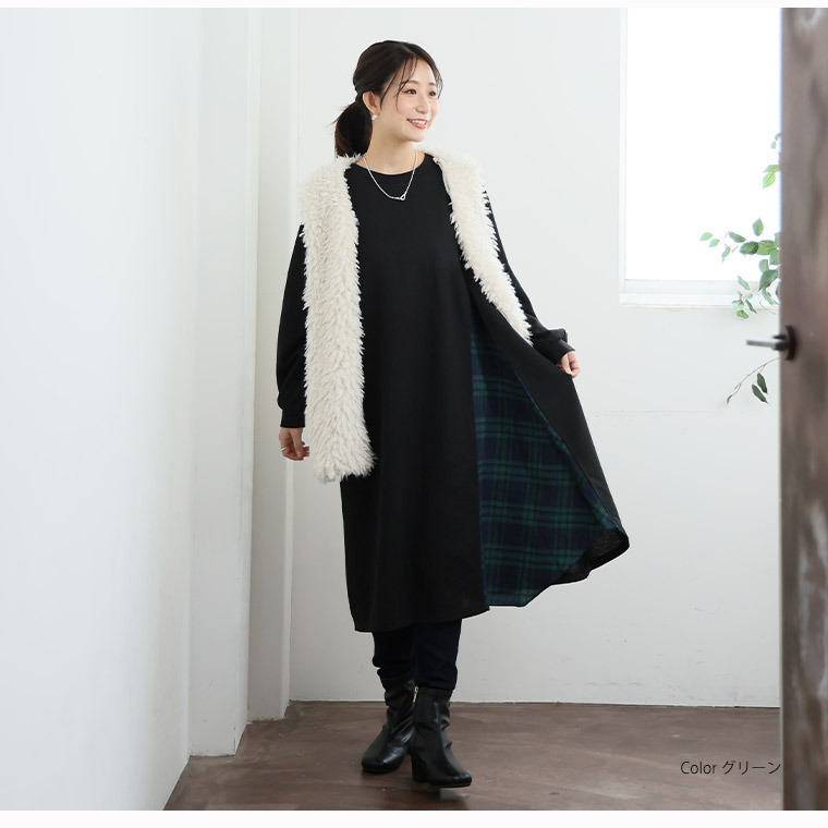 サイド布帛切替 チュニック ワンピ10