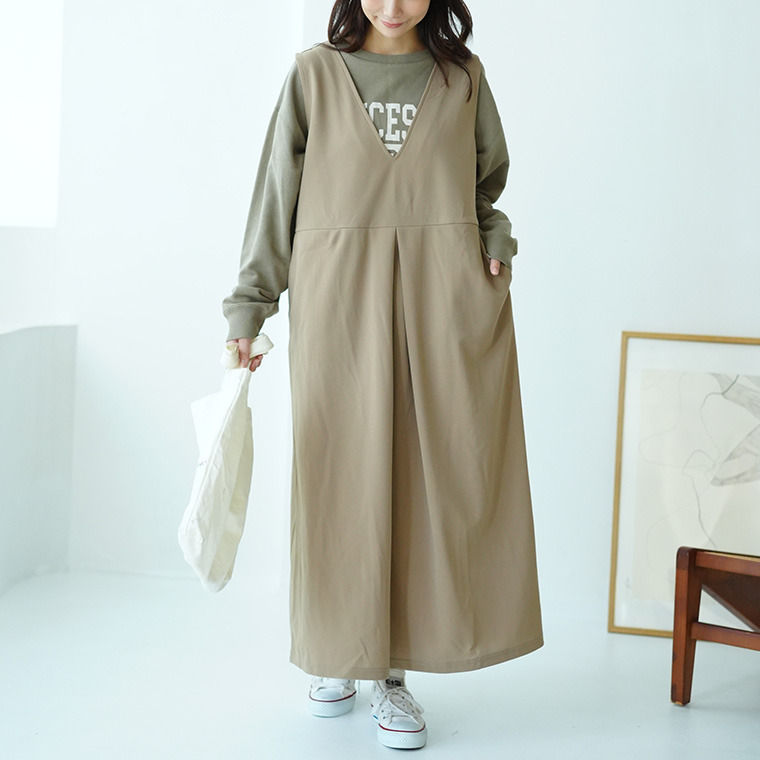 ”楽かわ”シリーズ! スッキリ見せつつ楽ちん叶う 優秀 タックジャンスカ1