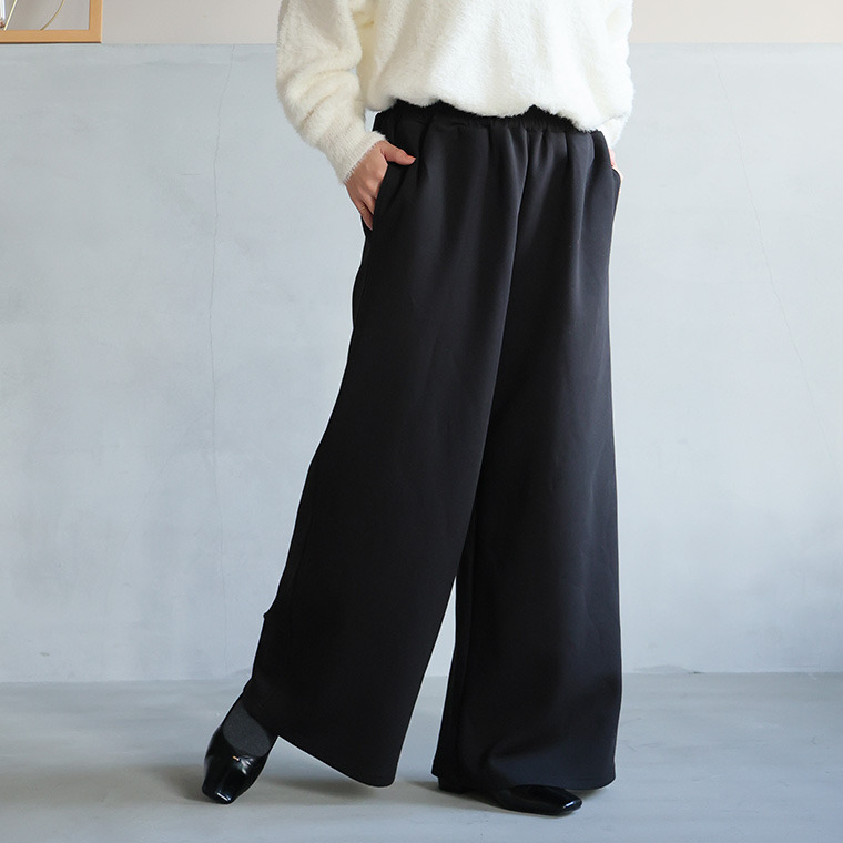 スゴ!裏ワザ! 冬でも汗さら なめらか&蒸れ知らず 2丈から選べる ゆるワイドパンツ ストレートパンツ1