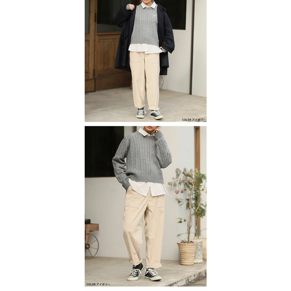 太もものお悩みにに解決! ゆるっとすっきり 8Wコーデユロイ ちょいゆるパンツ16