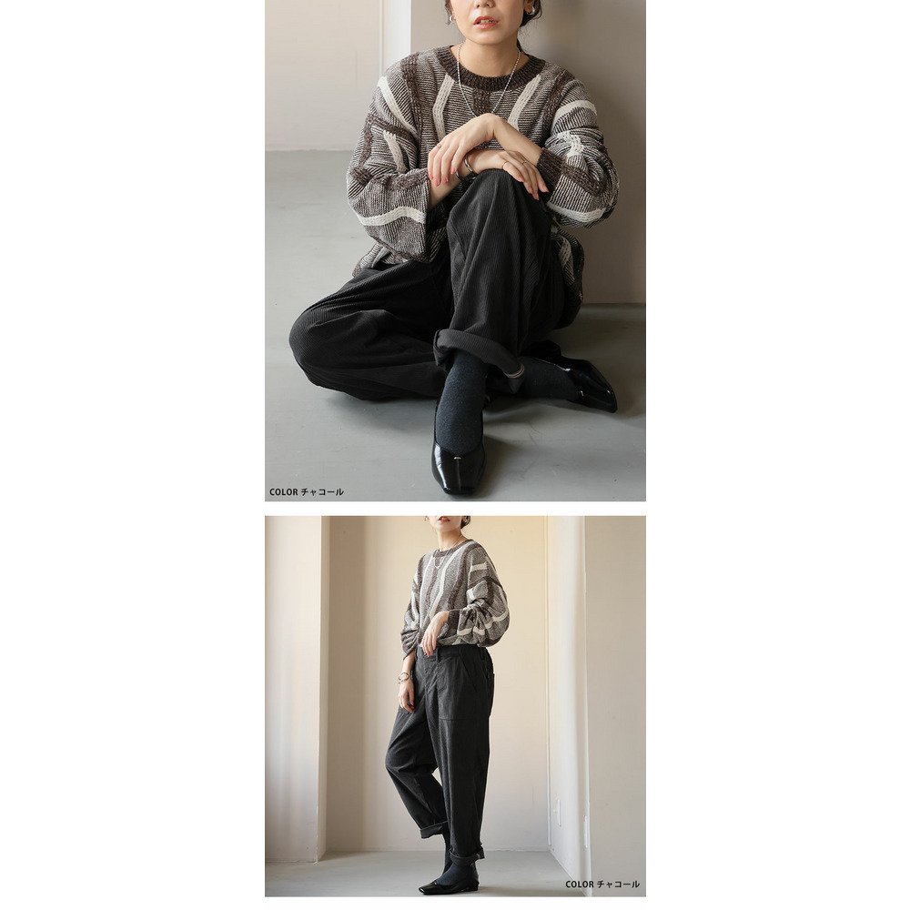 太もものお悩みにに解決! ゆるっとすっきり 8Wコーデユロイ ちょいゆるパンツ17