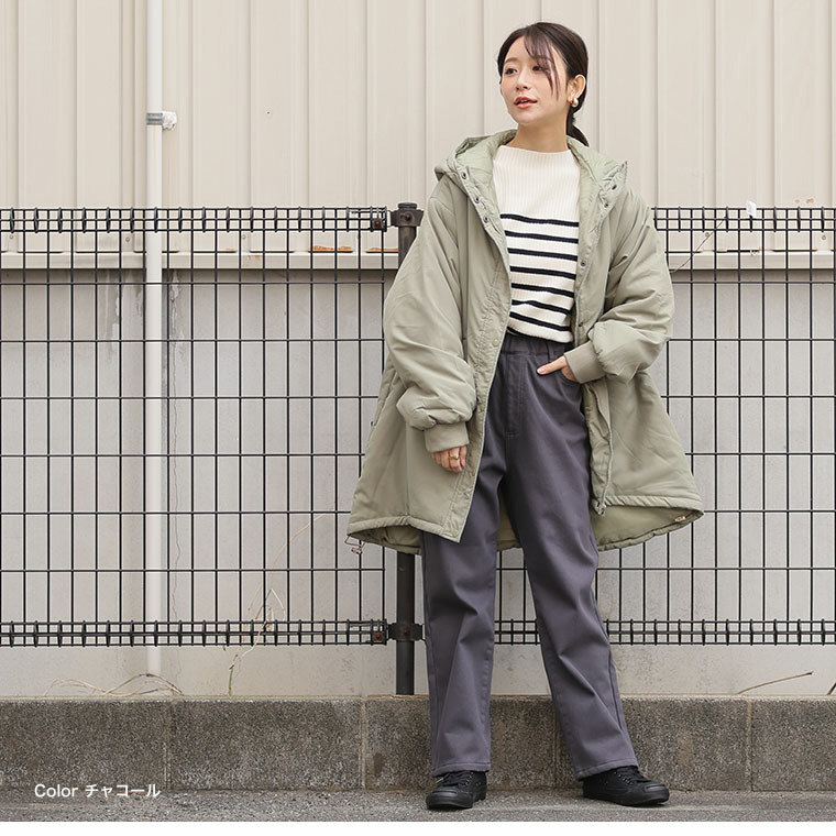 寒すぎる時期のお出かけをサポート 防風 ストレートパンツ17