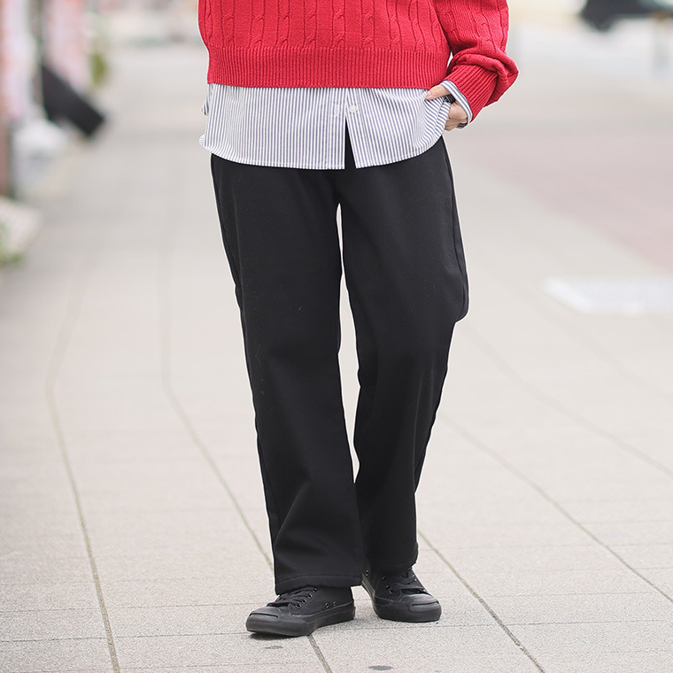 寒すぎる時期のお出かけをサポート 防風 ストレートパンツ1