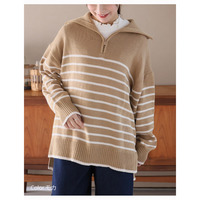 厚すぎず着ぶくれない！ さらっと素材 ハーフジップ ニット プルオーバー