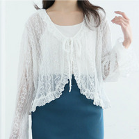 総ストレッチ レース ボレロ カーディガン