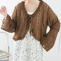 総ストレッチ レース ボレロ カーディガン