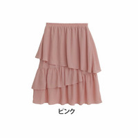 ランダムティアード シフォン フレア ロングスカート