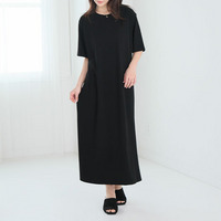 2タイプの袖から選べる！ さらっとろ リブ ワンピース