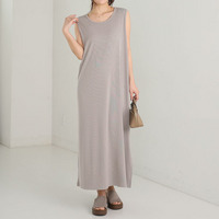 2タイプの袖から選べる！ さらっとろ リブ ワンピース