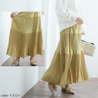 プリーツ ティアード ロング フレア スカート