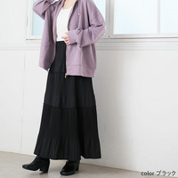 プリーツ ティアード ロング フレア スカート