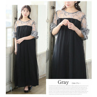 フェザー 刺繍 ワンピース